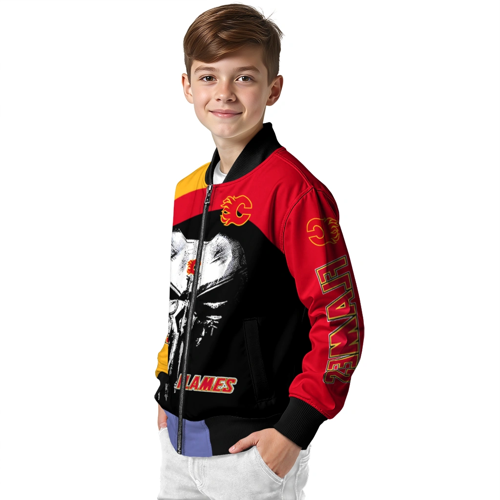 calgary flames edgy mask red black bomber jacket trendy calgary flames edgy mask red black bomber jacket trendy