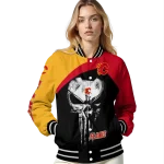 calgary flames edgy mask red black varsity jacket best selling