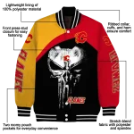 calgary flames edgy mask red black varsity jacket best selling