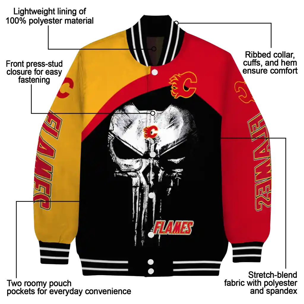 calgary flames edgy mask red black varsity jacket new arrival calgary flames edgy mask red black varsity jacket new arrival
