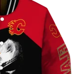 calgary flames edgy mask red black varsity jacket best selling