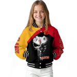 calgary flames edgy mask red black varsity jacket best selling