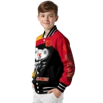 calgary flames edgy mask red black varsity jacket best selling