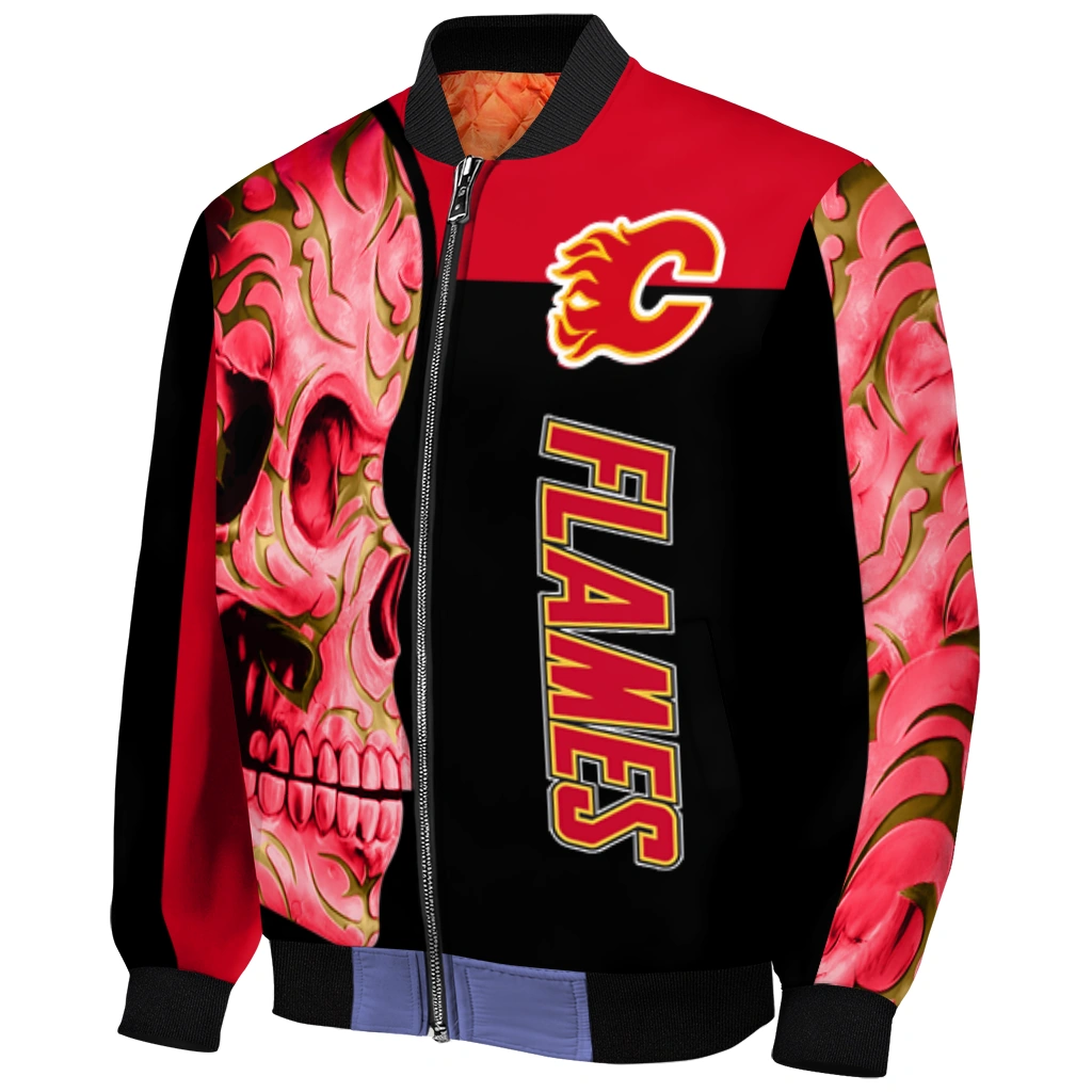calgary flames fire skull red black bomber jacket fashion forward calgary flames fire skull red black bomber jacket fashion forward