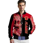 calgary flames fire skull red black bomber jacket best selling