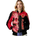 calgary flames fire skull red black bomber jacket best selling