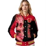 calgary flames fire skull red black varsity jacket best selling