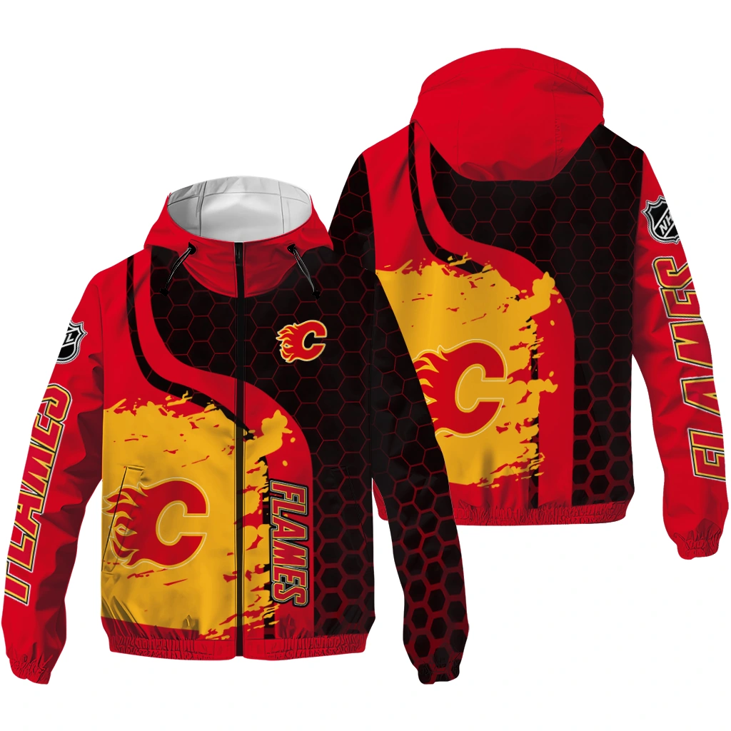 calgary flames hex grid texture red black windbreaker jacket high quality calgary flames hex grid texture red black windbreaker jacket high quality