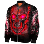 calgary flames inferno skull red black bomber jacket best selling