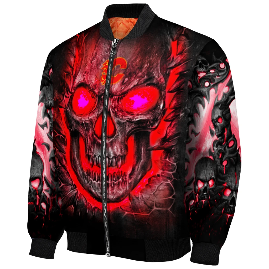 calgary flames inferno skull red black bomber jacket fashion forward calgary flames inferno skull red black bomber jacket fashion forward