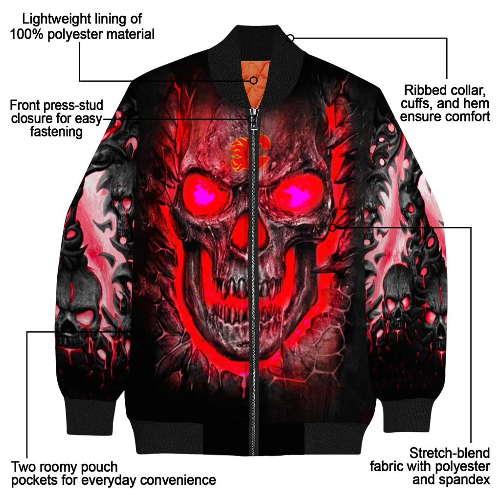 calgary flames inferno skull red black bomber jacket new arrival calgary flames inferno skull red black bomber jacket new arrival