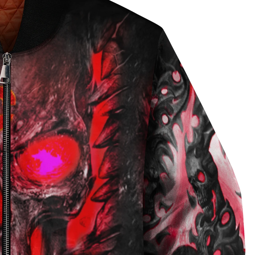 calgary flames inferno skull red black bomber jacket premium grade calgary flames inferno skull red black bomber jacket premium grade
