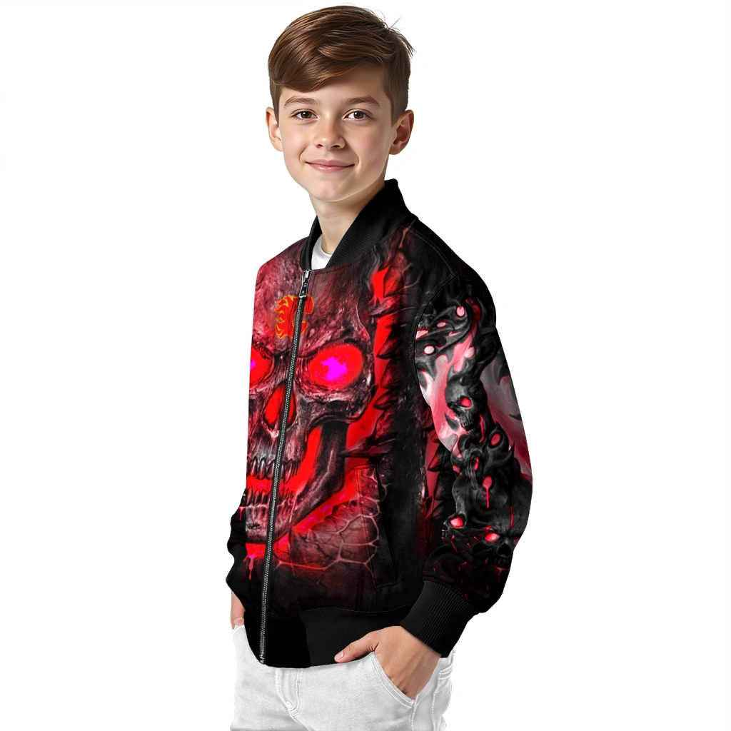 calgary flames inferno skull red black bomber jacket trendy calgary flames inferno skull red black bomber jacket trendy