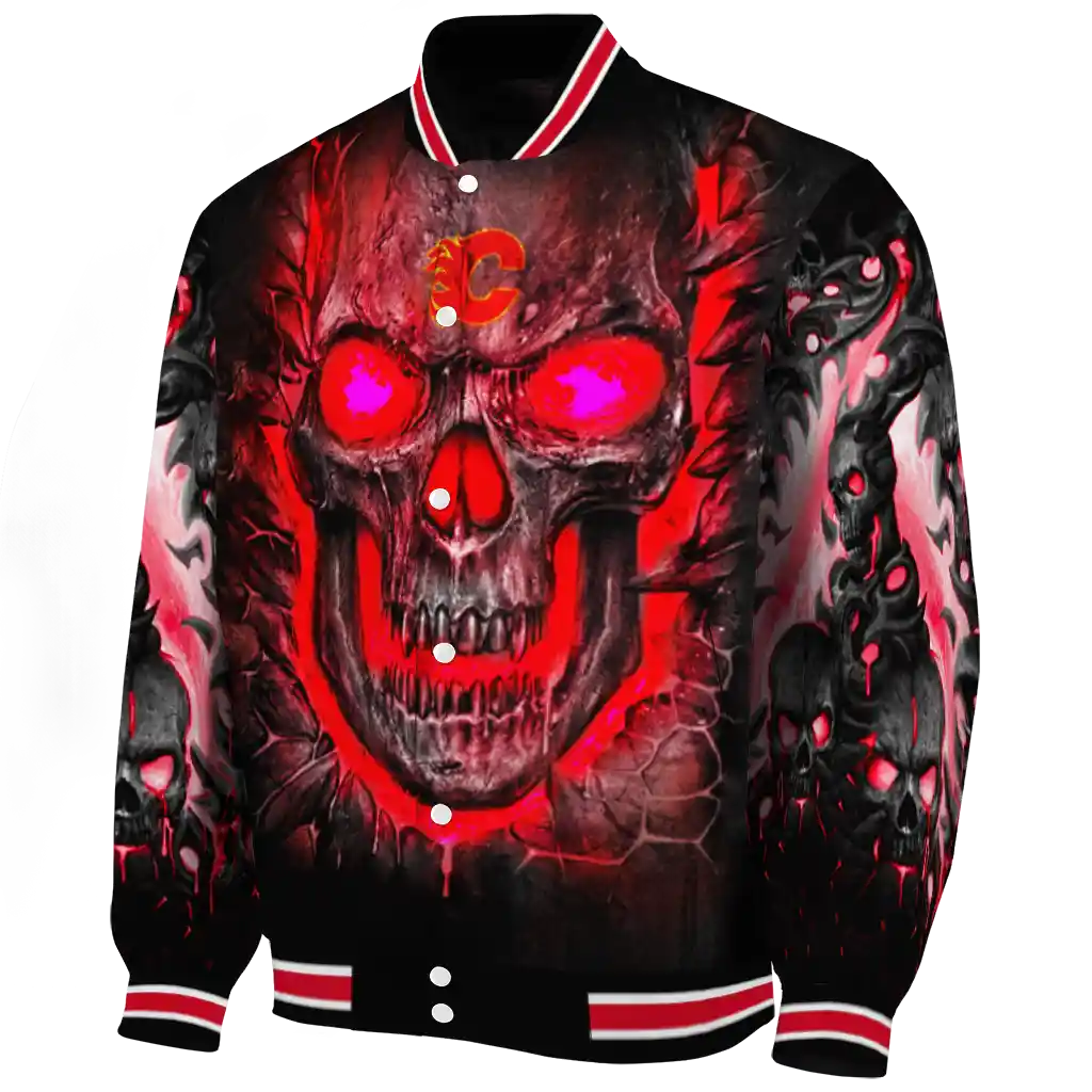 calgary flames inferno skull red black varsity jacket best selling calgary flames inferno skull red black varsity jacket best selling