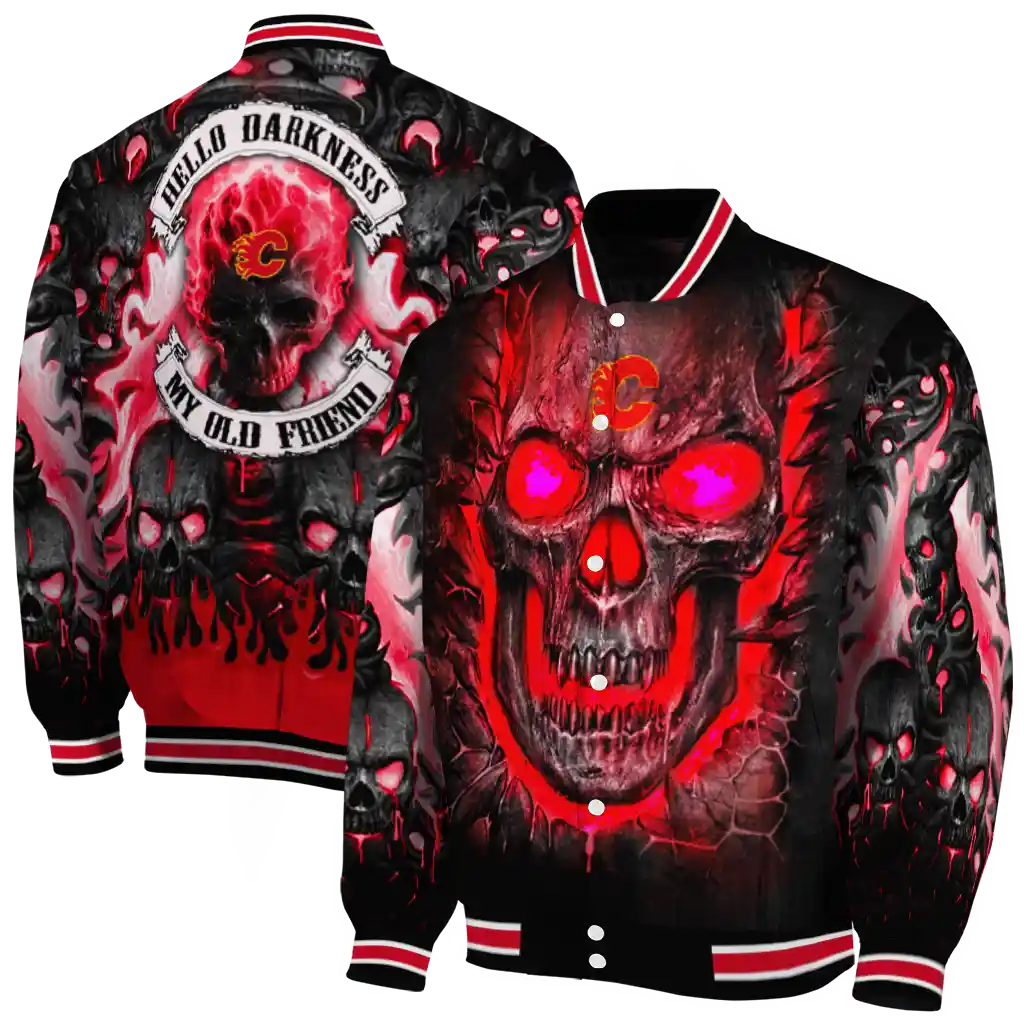calgary flames inferno skull red black varsity jacket fashion forward calgary flames inferno skull red black varsity jacket fashion forward
