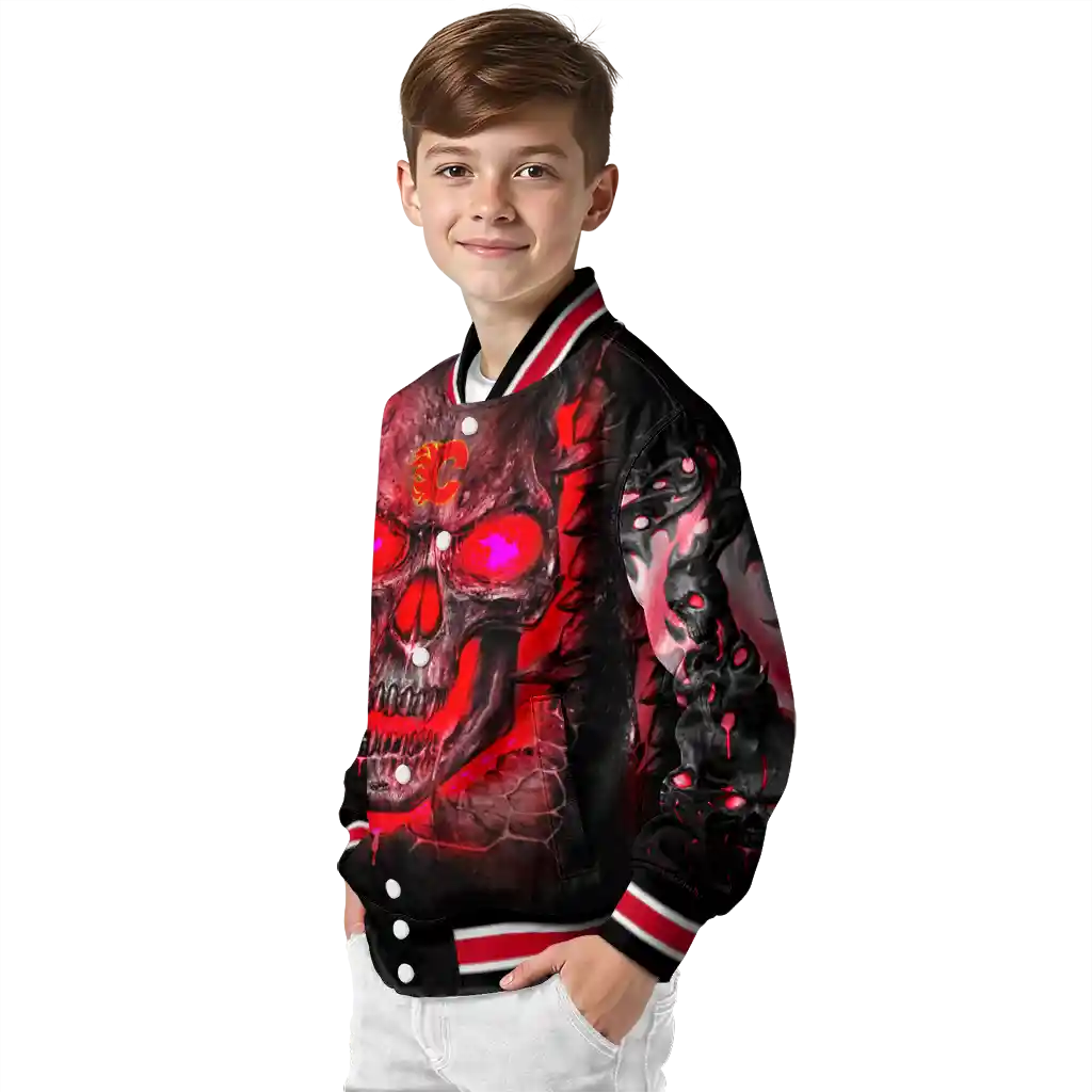 calgary flames inferno skull red black varsity jacket trendy calgary flames inferno skull red black varsity jacket trendy