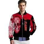 calgary flames intricate skull red black bomber jacket best selling