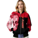 calgary flames intricate skull red black bomber jacket best selling