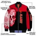 calgary flames intricate skull red black bomber jacket best selling