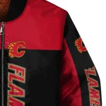 calgary flames intricate skull red black bomber jacket best selling