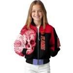 calgary flames intricate skull red black bomber jacket best selling