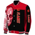 calgary flames intricate skull red black varsity jacket best selling