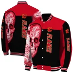 calgary flames intricate skull red black varsity jacket best selling