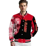 calgary flames intricate skull red black varsity jacket best selling