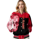 calgary flames intricate skull red black varsity jacket best selling