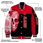 calgary flames intricate skull red black varsity jacket best selling