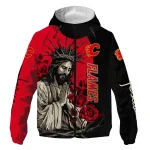 calgary flames jesus roses red black windbreaker jacket best selling