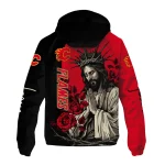 calgary flames jesus roses red black windbreaker jacket best selling