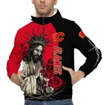 calgary flames jesus roses red black windbreaker jacket best selling