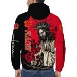 calgary flames jesus roses red black windbreaker jacket best selling
