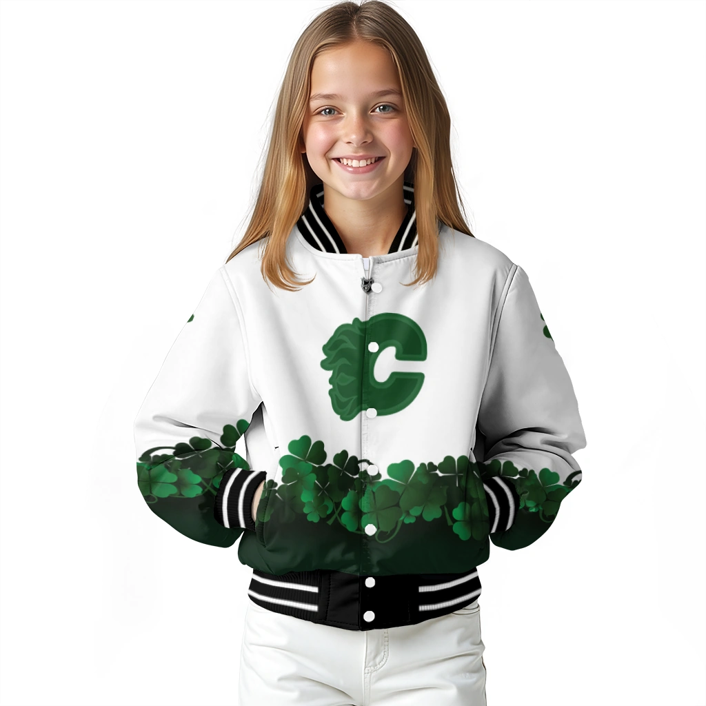 calgary flames lucky clovers white green varsity jacket top rated calgary flames lucky clovers white green varsity jacket top rated