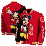 calgary flames mickey mouse red varsity jacket best selling