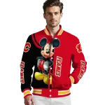 calgary flames mickey mouse red varsity jacket best selling