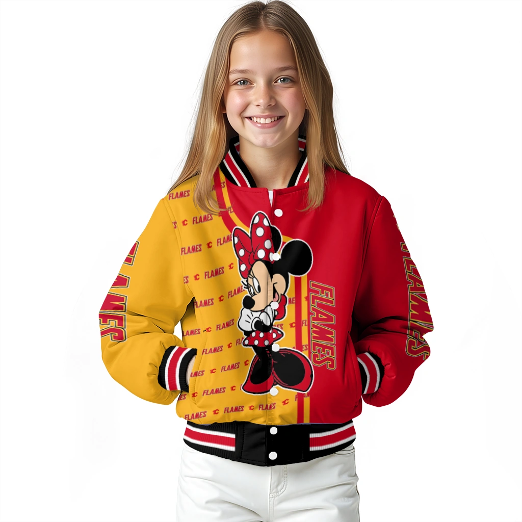 calgary flames minnie mouse red varsity jacket top rated calgary flames minnie mouse red varsity jacket top rated