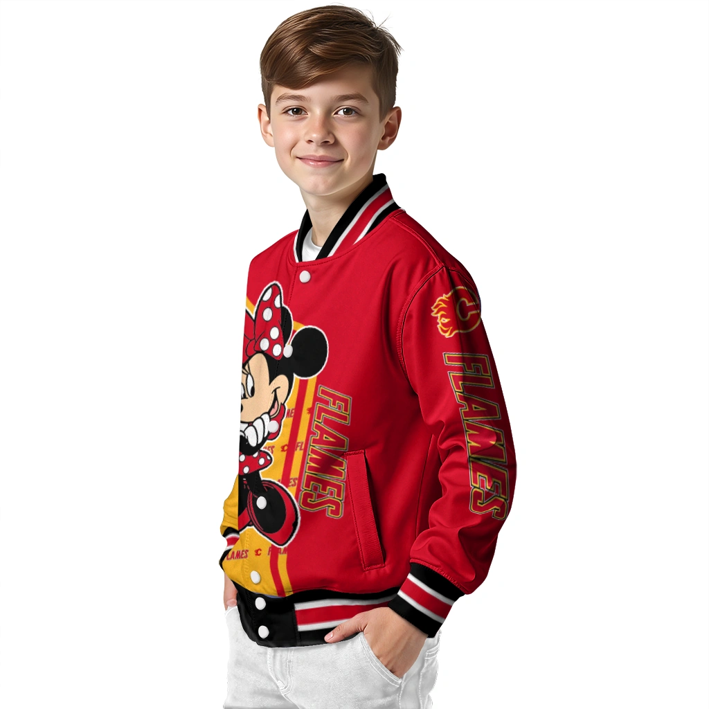 calgary flames minnie mouse red varsity jacket trendy calgary flames minnie mouse red varsity jacket trendy