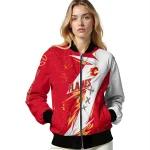 calgary flames ripped bolt red white bomber jacket best selling