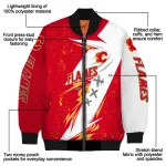 calgary flames ripped bolt red white bomber jacket best selling