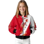 calgary flames ripped bolt red white bomber jacket best selling