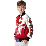 calgary flames skull outline red white bomber jacket best selling