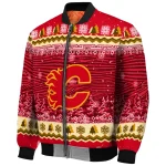 calgary flames snowy pines red bomber jacket best selling