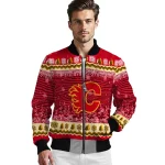 calgary flames snowy pines red bomber jacket best selling