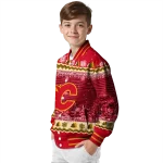 calgary flames snowy pines red varsity jacket best selling
