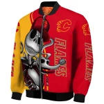 calgary flames spooky grin red bomber jacket best selling