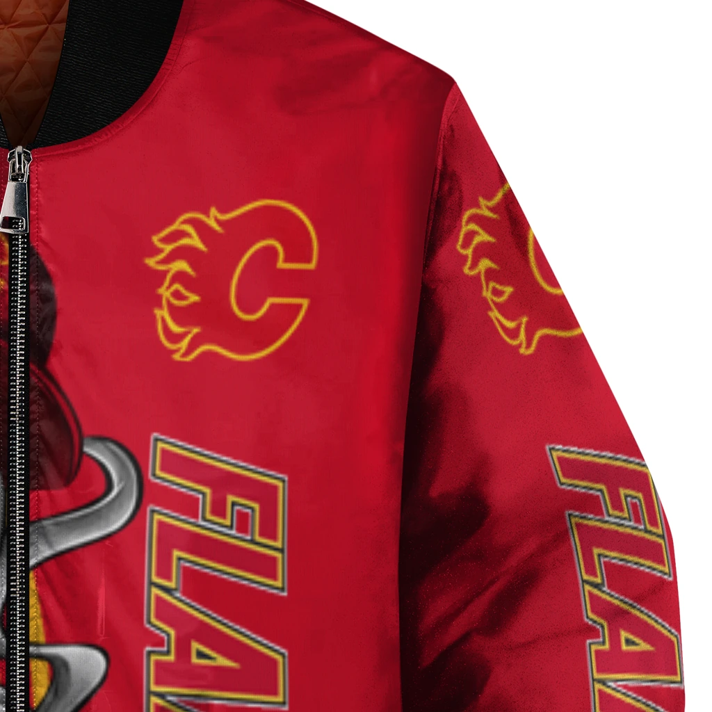 calgary flames spooky grin red bomber jacket premium grade calgary flames spooky grin red bomber jacket premium grade