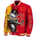 calgary flames spooky grin red varsity jacket best selling