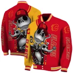 calgary flames spooky grin red varsity jacket best selling